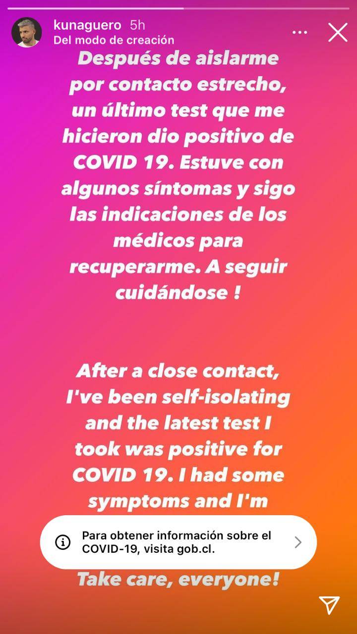 El Kun Agüero recordó lo importante de no bajar la guardia ante el covid