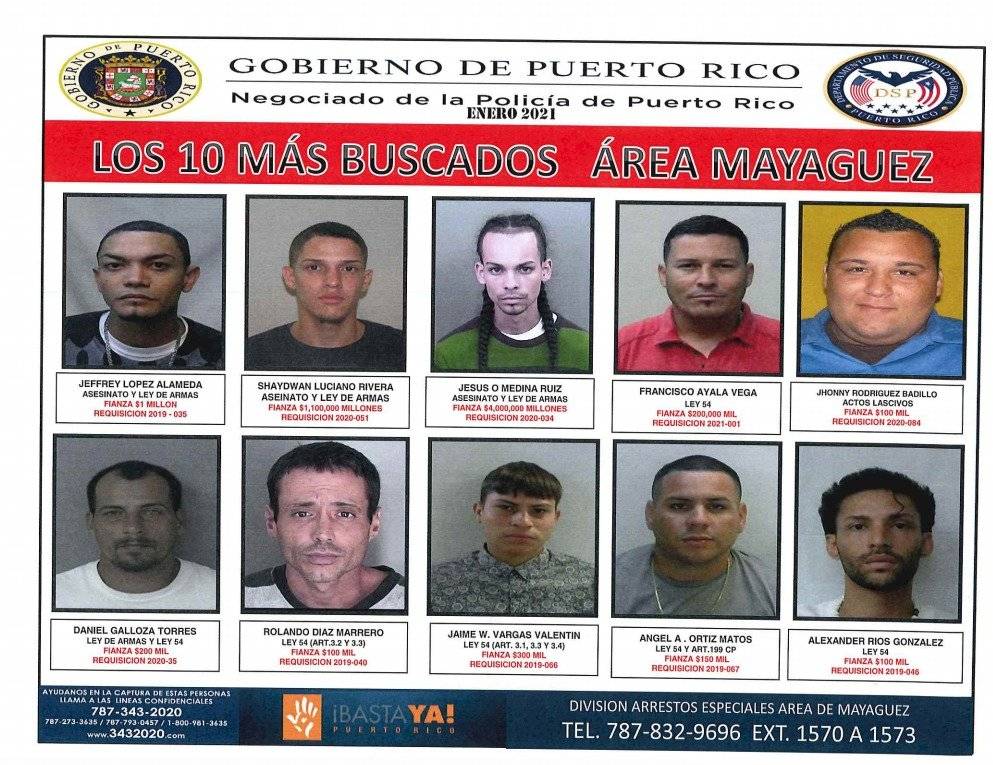 Más buscados en Mayagüez