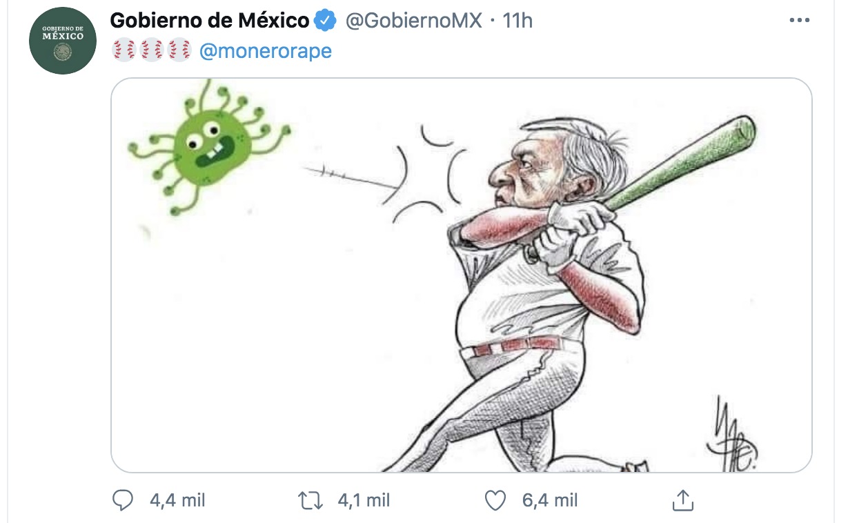 Caricatura de AMLO bateando al coronavirus causa polémica en redes
