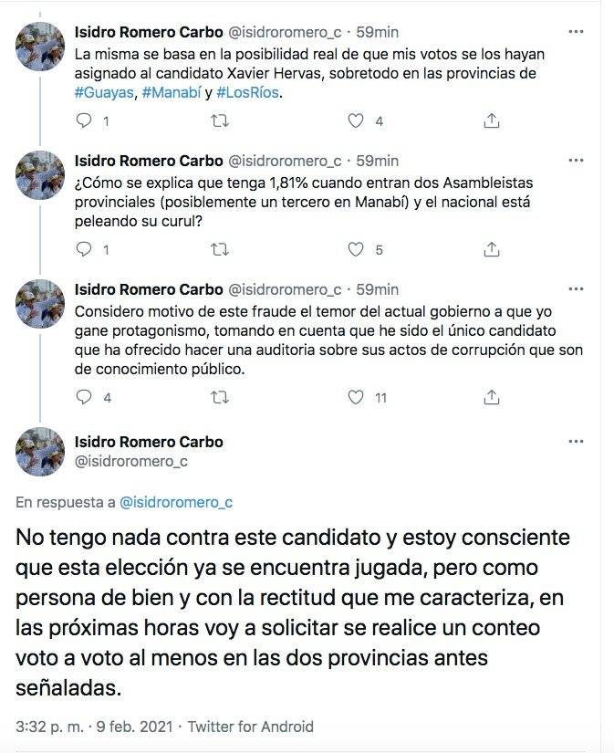 Isidro Romero presenta denuncia pública contra el CNE