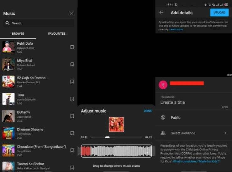 Función "crear" de YouTube
