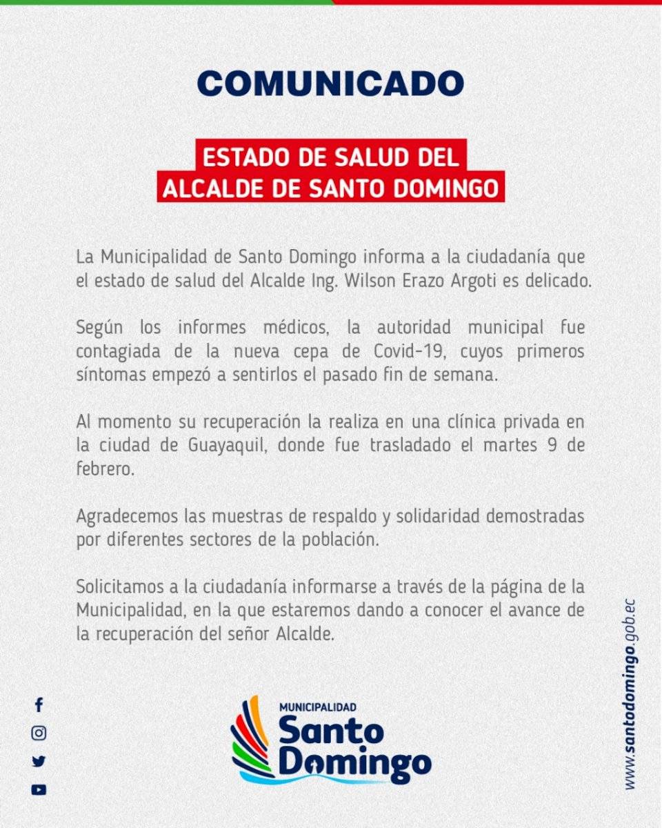 Comunicado del Municipio de Santo Domingo