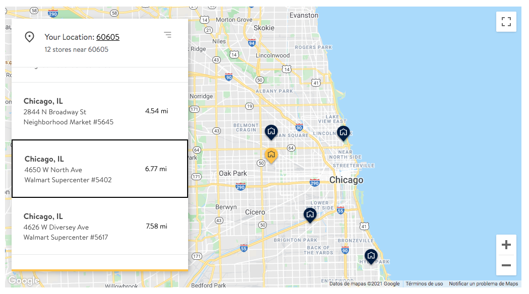 Los mapas para ubicar en tu ciudad la tienda Walmart