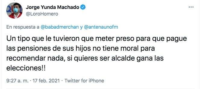 Twitter de Jorge Yunda