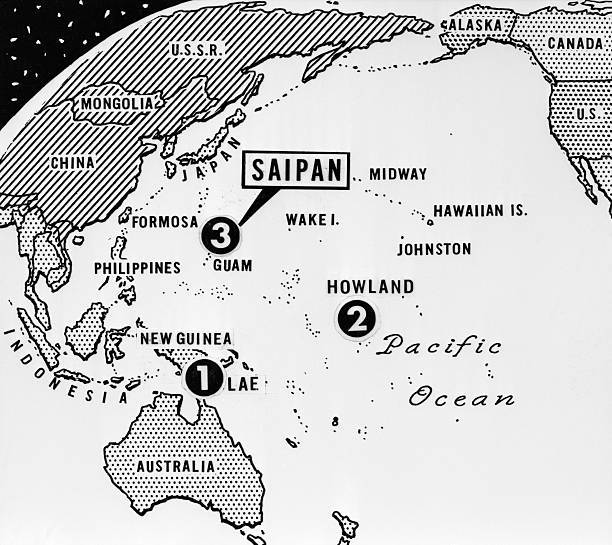 Mapa de la época que muestra la ruta final de Earhart.