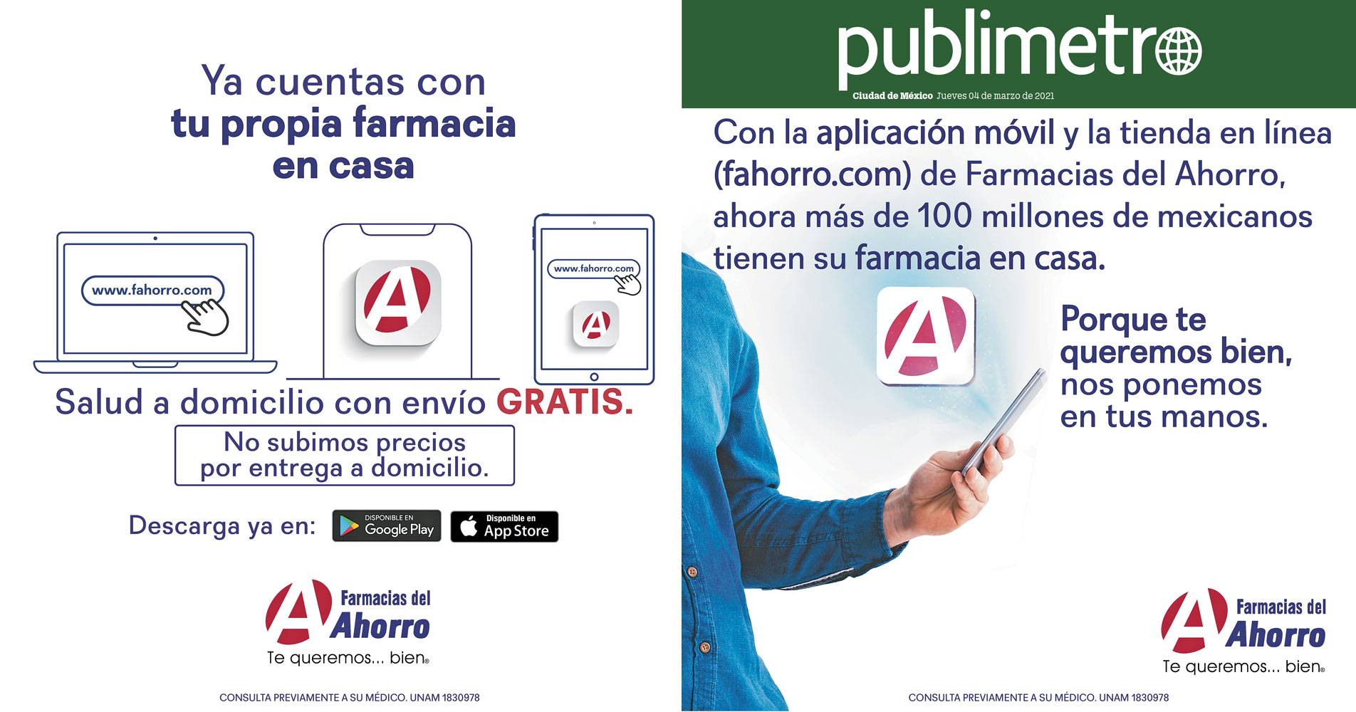 Anuncio Farmacias del Ahorro edición CDMX del 4 de Marzo del 2021, Página 1