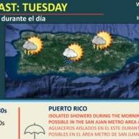 Vaguada generará aguaceros y tronadas sobre Puerto Rico
